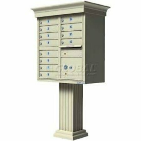 FLORENCE MFG CO Vital Cluster Box Unit w/Vogue Classic Accessories, 12 Unit & 1 Parcel Locker, Sandstone 1570-12VSD